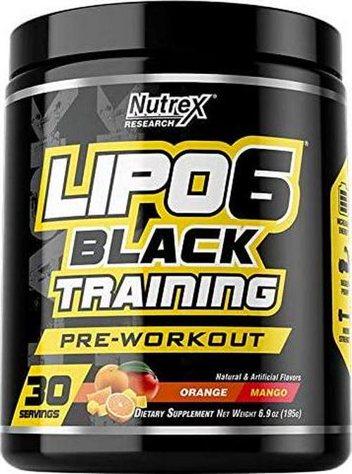 Nutrex Research Lipo-6 Black Training Pre-Workout | Intense Pre-Workout Eneregy, Pump, and Focus | 30 Servings (Orange Mango)