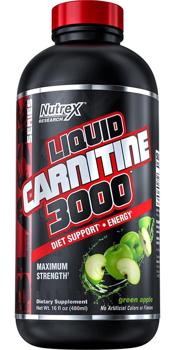 Nutrex Research Liquid Carnitine 3000 | Premium Liquid Carnitine, Stimulant Free, Fat Loss Support | Green Apple, 16 Fl Oz (Pack of 1)
