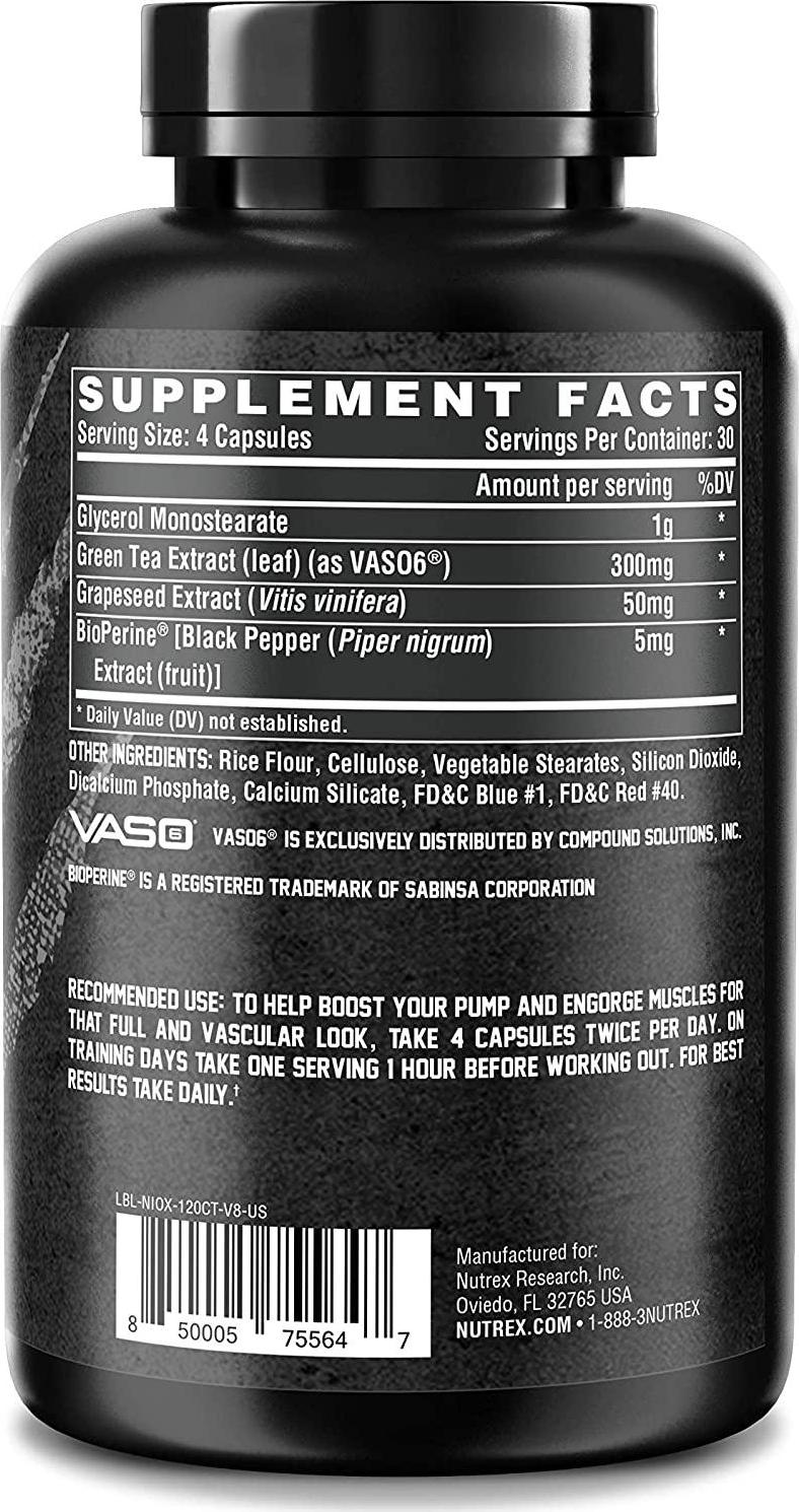 Nutrex Research Niox, Extreme Nitric Oxide and Pump Enhancer with Vaso 6 and Glycerol