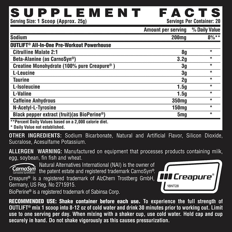 Nutrex Research Oulift Clinically Dosed Pre Workout Powder | Citrulline, BCAA, Creatine, Beta-Alanine, Banned Substance Free Preworkout Drink Mix | Gummy Bear Flavor 20 Servings Shaker Bottle Bundle