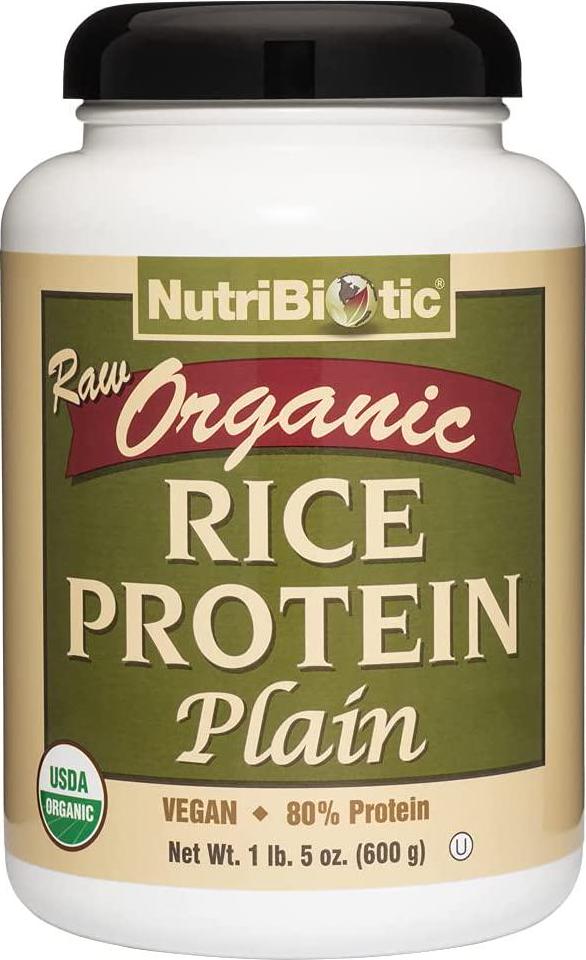 NutriBiotic Certified Organic Plain Rice Protein, 21 Ounce | Low Carbohydrate Vegan Protein Powder | Raw, Certified Kosher and Keto Friendly | Made without Chemicals, GMOs and Gluten | Easy to Digest
