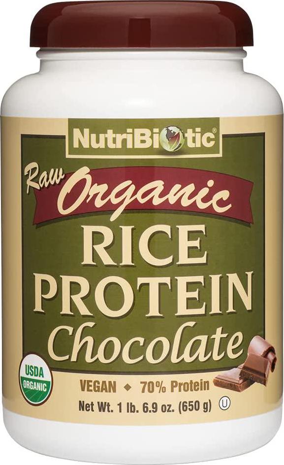 NutriBiotic Certified Organic Rice Protein Chocolate, 22.9 Oz | Low Carbohydrate Vegan Protein Powder | Raw, Certified Kosher and Keto Friendly | Made without Chemicals, GMOs and Gluten | Easy to Digest