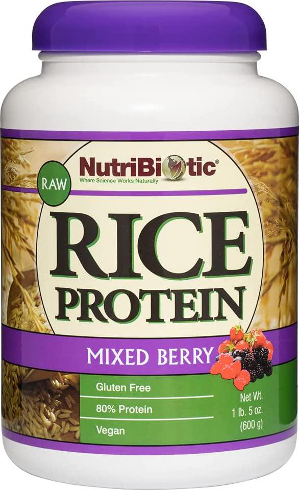 NutriBiotic Mixed Berry Rice Protein, 1 Lb 5 Oz (600g) | Low Carb, Keto-Friendly, Vegan, Raw Protein Powder | Grown and Processed Without Chemicals, GMOs or Gluten | Easy to Digest and Nutrient-Rich