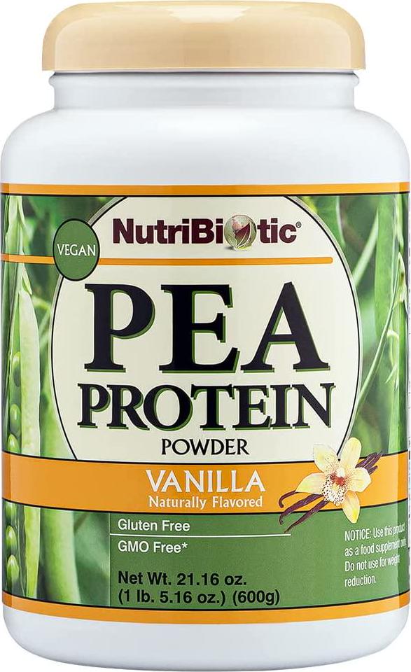 NutriBiotic Pea Protein Vanilla 21 Oz | Low Carb Vegan Plant Protein Powder | 100% Grown and Processed in the USA | Deliciously Creamy and BCAA-Rich | Made without Chemicals, GMOs and Gluten | Keto Friendly