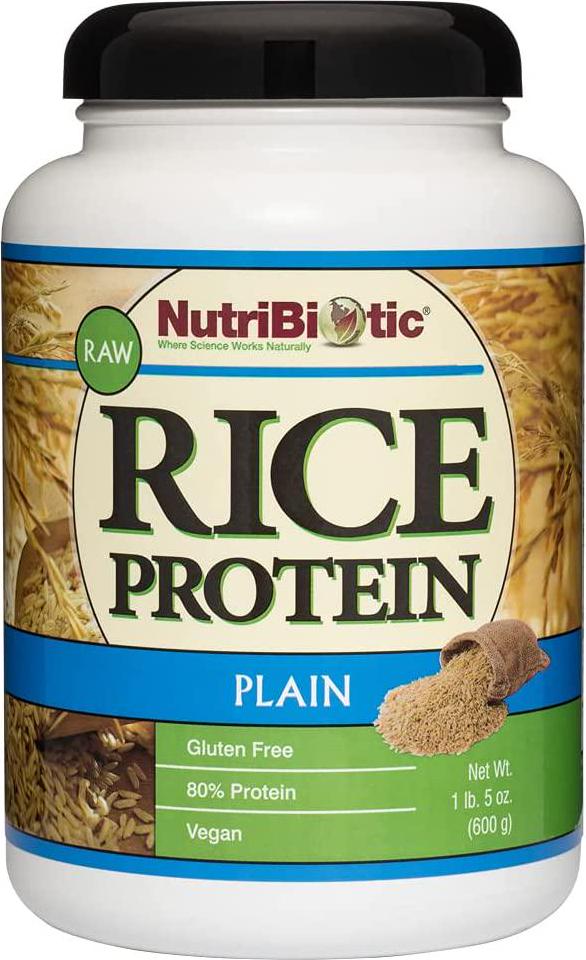 NutriBiotic Plain Rice Protein, 1 Lb. 5 Oz. (600g) | Low Carb, Keto-Friendly, Vegan, Raw Protein Powder | Grown and Processed without Chemicals, GMOs or Gluten | Easy to Digest and Nutrient-Rich