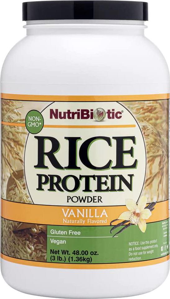 NutriBiotic Vanilla Rice Protein, 3 Lb (1.36kg) | Low Carb, Keto-Friendly, Vegan, Raw Protein Powder | Grown and Processed without Chemicals, GMOs or Gluten | Easy to Digest and Nutrient Rich