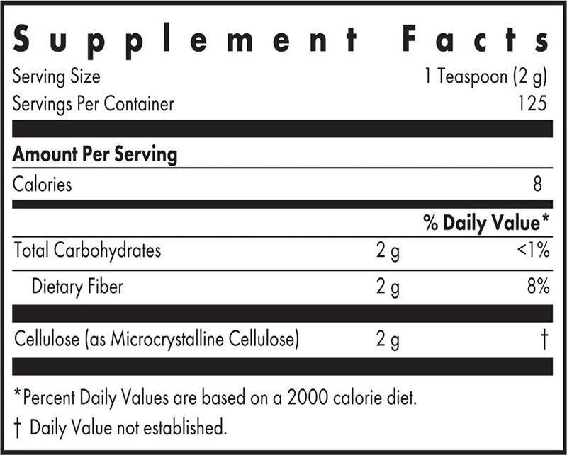 NutriCology Dietary Fiber Cellulose Powder - Insoluble Fiber, Colon Health - 250 Grams (8.8 oz)