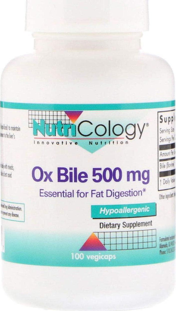 NutriCology Ox Bile - 500 mg - 100 Vegetarian Capsules