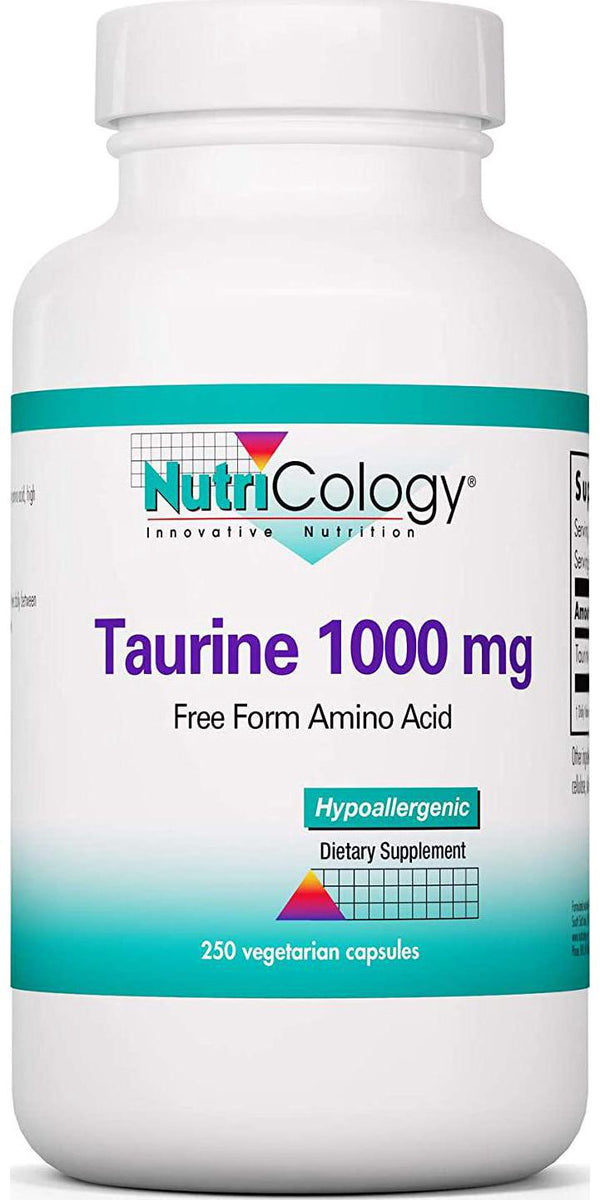 NutriCology Taurine 1000 mg - Energy, Cardiovascular Support - 250 Vegetarian Capsules