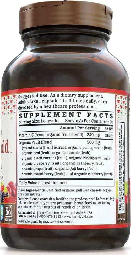 NutriGold Organic Whole-Food Vitamin C 240 mg 90 plantcaps