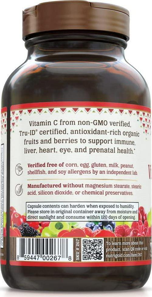 NutriGold Organic Whole-Food Vitamin C 240 mg 90 plantcaps