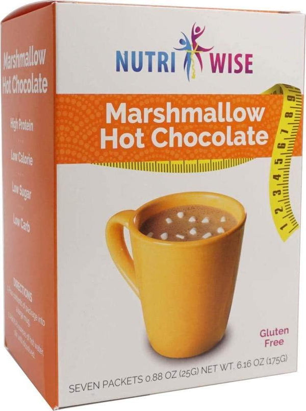 NutriWise - Marshmallow Hot Chocolate | Healthy Diet Drink | High Protein, Gluten Free, Low Carb, Low Calorie, Trans Fat Free, Low Cholesterol (7/Box)
