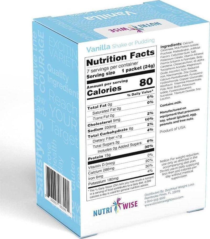 NutriWise - Vanilla Protein Diet Shake/Pudding (7/Box)