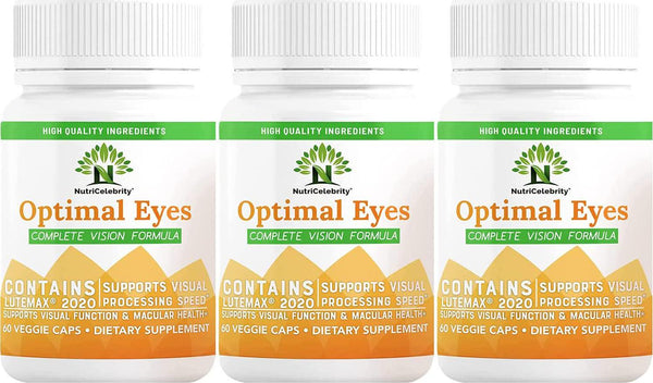Nutricelebrity Lutein and Zeaxanthin Supplements - Eye Vitamins, Lutemax 2020 Eye Vision Health and Eye Strain Support, Macular Health, Dry Eye and Night Vision, 60 Caps (1 Per Day) Dietary - 3 Pack