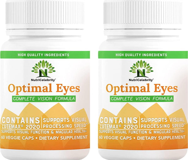 Nutricelebrity Lutein and Zeaxanthin Supplements - Eye Vitamins, Lutemax 2020 Eye Vision Health and Eye Strain Support, Macular Health, Dry Eye and Night Vision, 60 Caps Dietary Supplement 2 Pack