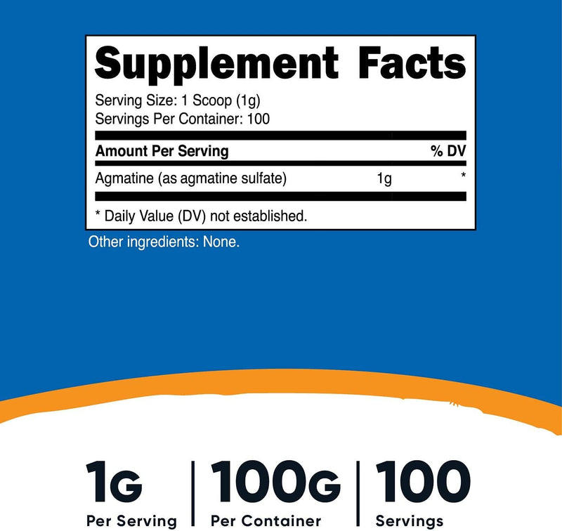 Nutricost Agmatine 100 Grams - Pure Agmatine Powder 100 Servings (Agmatine Sulfate)