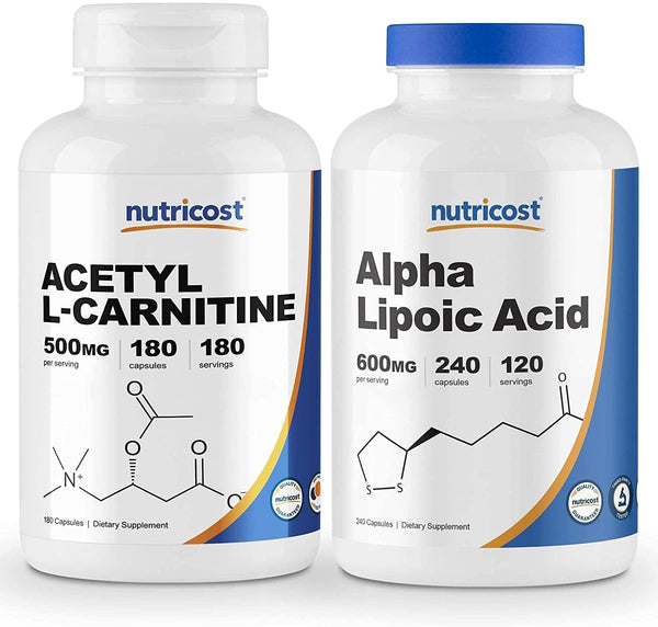 Nutricost Alpha Lipoic Acid 600mg, 240 Caps and Acetyl L-Carnitine 500mg, 180 Caps