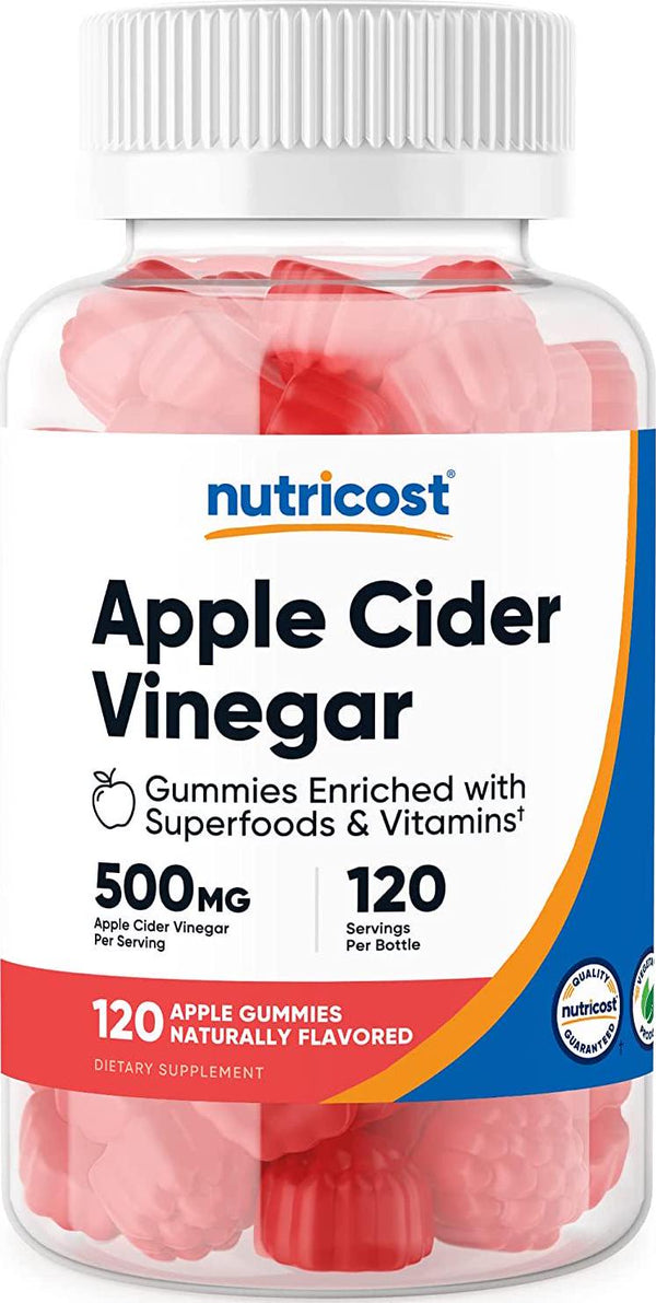 Nutricost Apple Cider Vinegar 500mg, 120 Gummies, Apple Flavored - Gluten Free, Non-GMO, No Corn Syrup