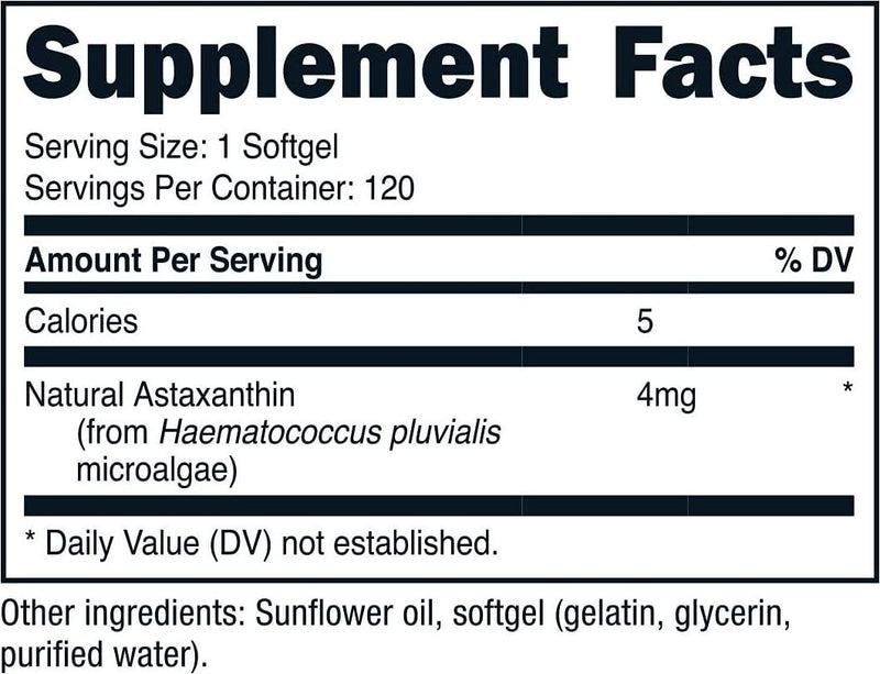 Nutricost Astaxanthin 4mg, 120 Softgels - Gluten Free and Non-GMO