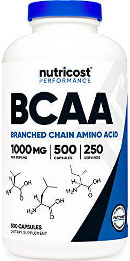 Nutricost BCAA Capsules 2:1:1 500mg, 500 Caps - 500mg of L-Leucine, 250mg of L-Isoleucine and L-Valine Per Capsule