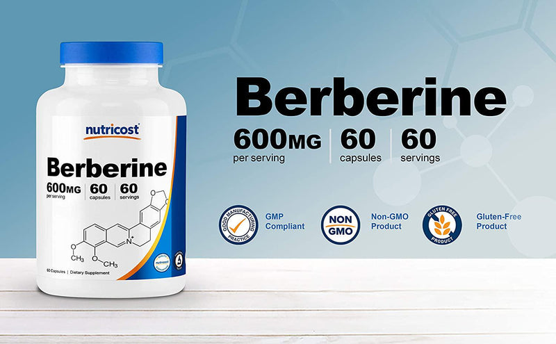 Nutricost Berberine HCl 600mg, 60 Capsules - Gluten Free, Vegetarian Caps, Non-GMO (60 Caps)