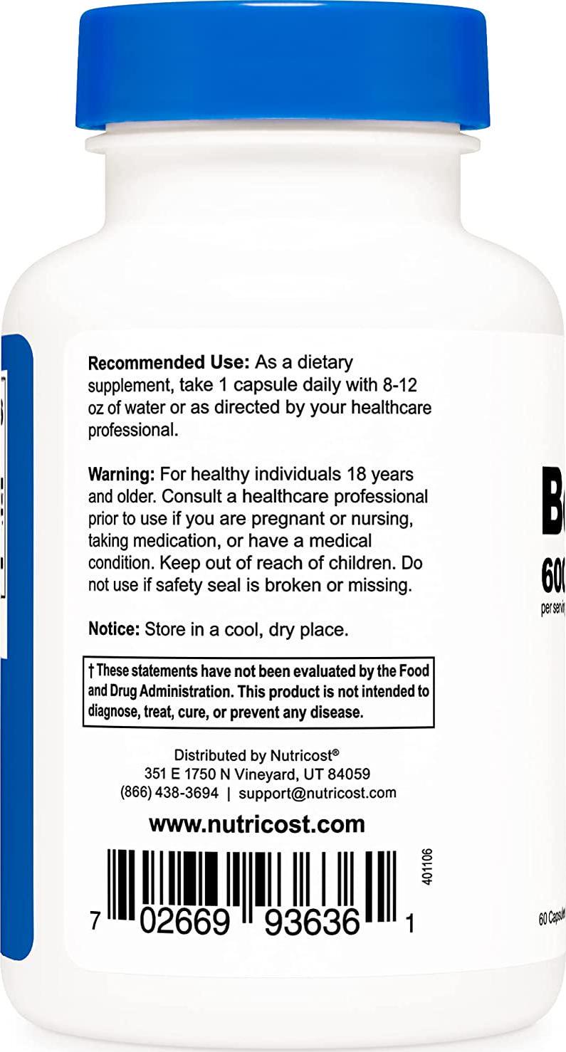 Nutricost Berberine HCl 600mg, 60 Capsules - Gluten Free, Vegetarian Caps, Non-GMO (60 Caps)