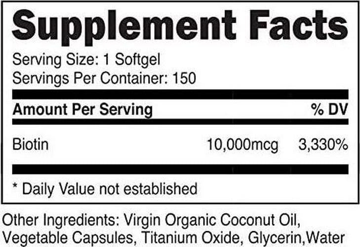 Nutricost Biotin (10,000mcg) with Virgin Organic Coconut Oil 150 Softgels - Gluten Free, Non-GMO