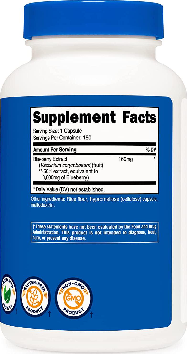 Nutricost Blueberry Extract 6000mg Strength, 180 Capsules - Vegetarian, from 160mg 50:1 Extract, Gluten Free and Non-GMO