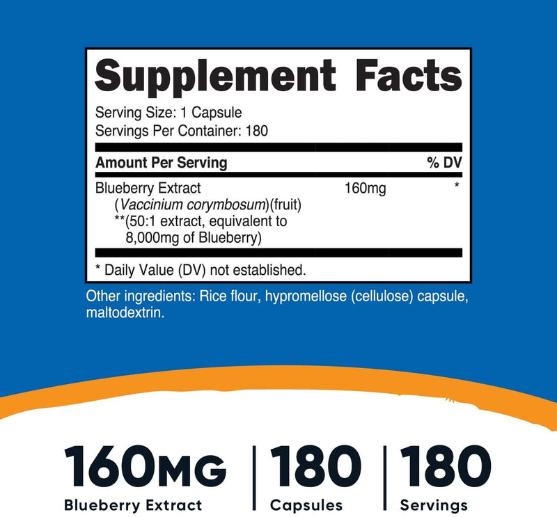 Nutricost Blueberry Extract 6000mg Strength, 180 Capsules - Vegetarian, from 160mg 50:1 Extract, Gluten Free and Non-GMO