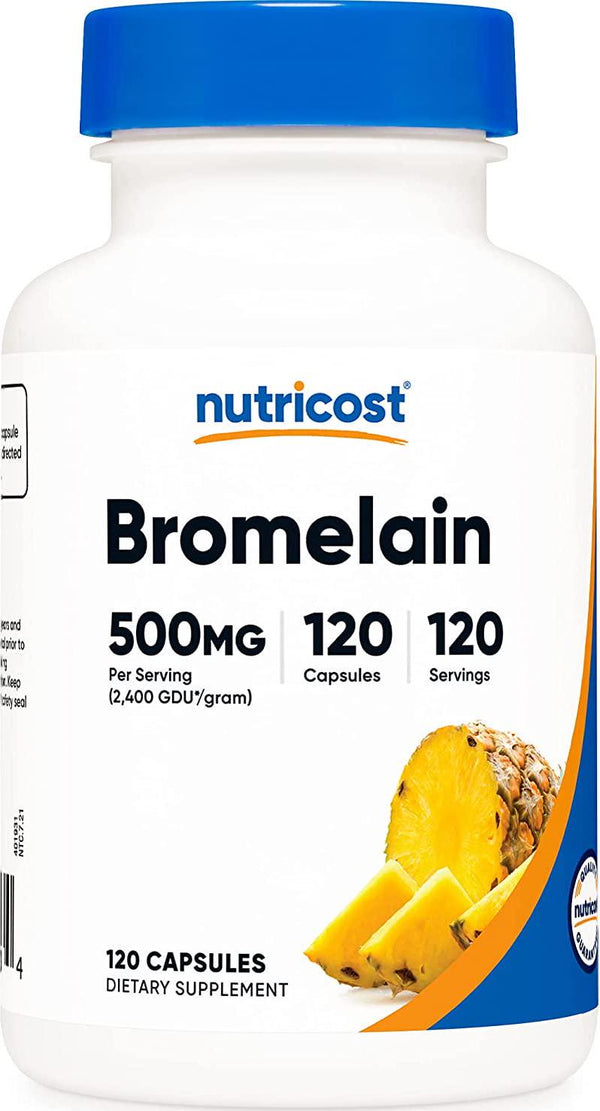 Nutricost Bromelain 500mg, 120 Veggie Capsules - Bromelain (2400 GDU/g), Non-GMO, Gluten Free