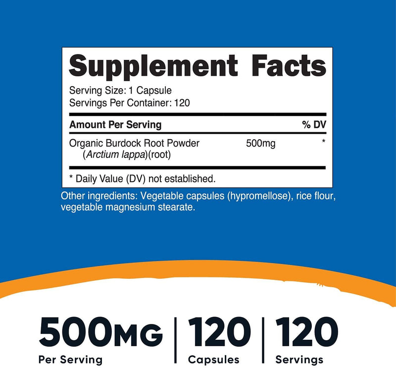 Nutricost Burdock Root 500mg, 120 Capsules - Gluten Free, Non-GMO, Vegetarian Friendly