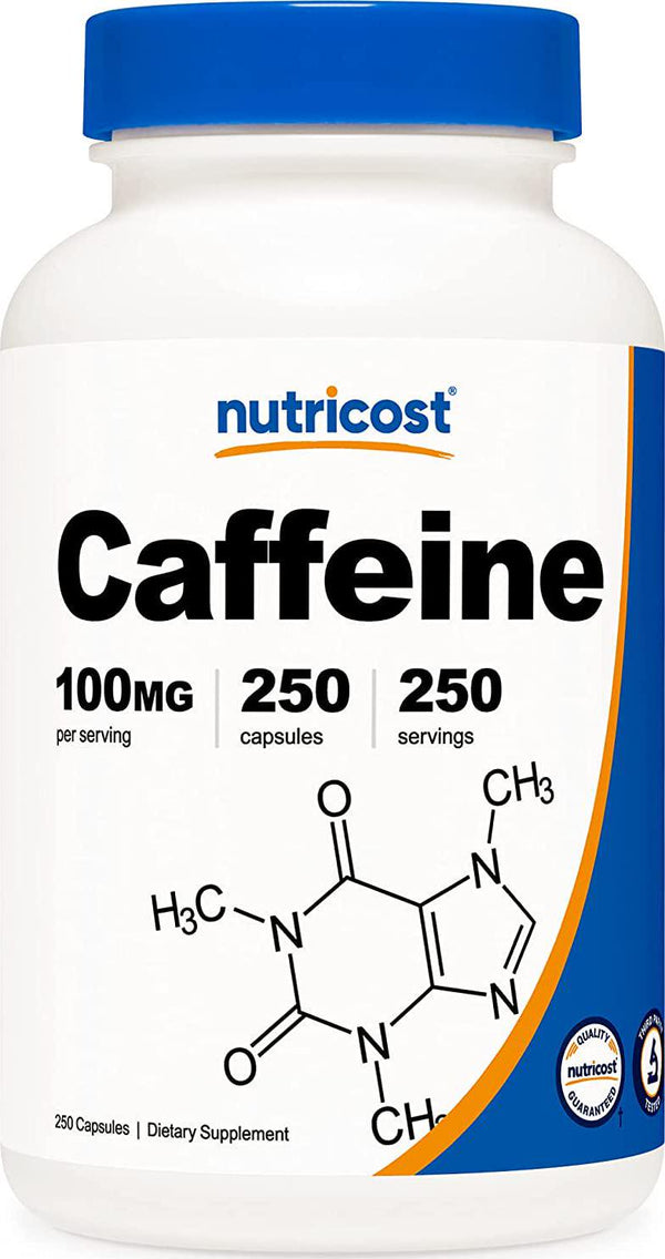 Nutricost Caffeine Pills 100mg Per Serving, 250 Capsules