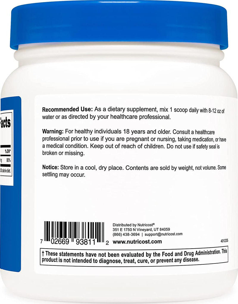 Nutricost Calcium Ascorbate Powder, 500G - Non-Gmo, Made In The Usa, 500 Servings