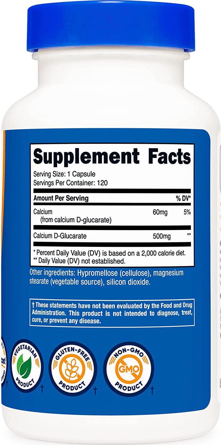 Nutricost Calcium D-Glucarate 500mg, 120 Capsules - Gluten Free, Non-GMO, Vegetarian Friendly