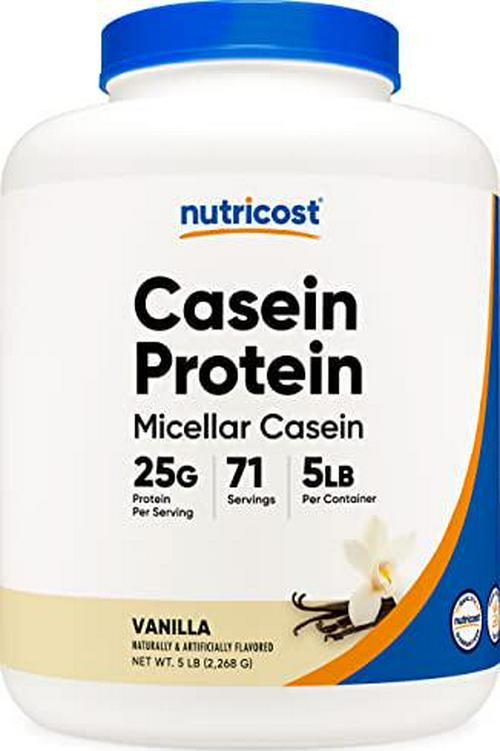 Nutricost Casein Protein Powder 5lb Vanilla - Micellar Casein, Gluten Free, Non-GMO