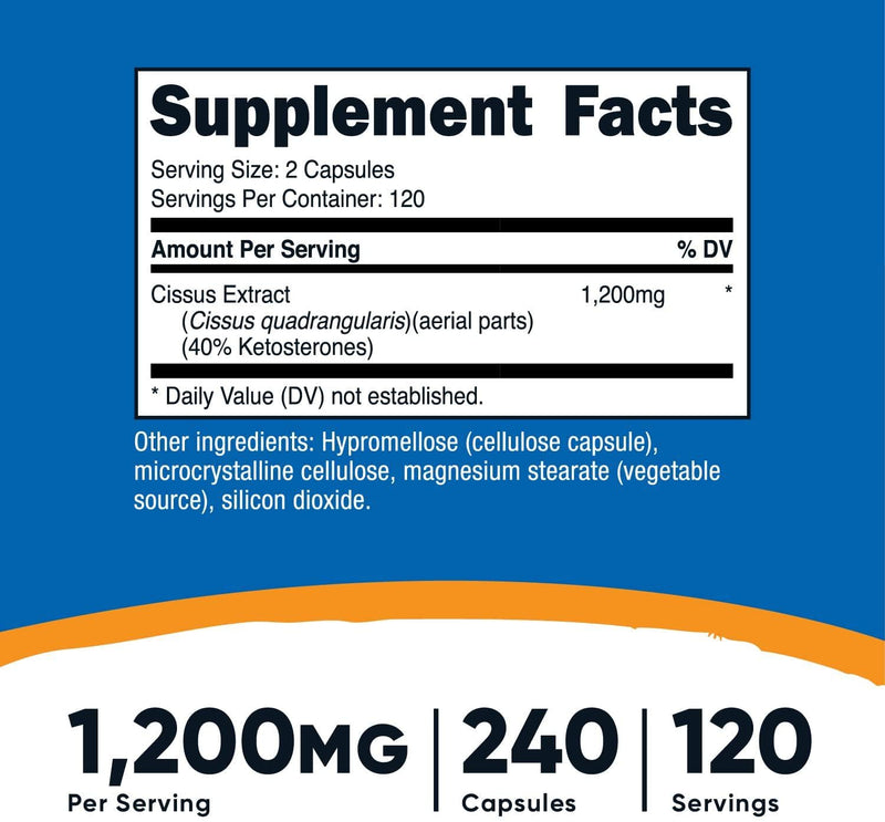 Nutricost Cissus Quadrangularis (1200mg) 240 Capsules - Gluten Free, Non-GMO, and Vegetarian Friendly