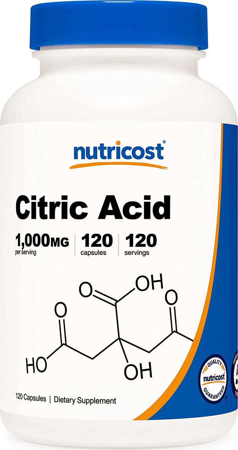 Nutricost Citric Acid 1000mg (1 Gram), 120 Capsules - Gluten Free, Non-GMO