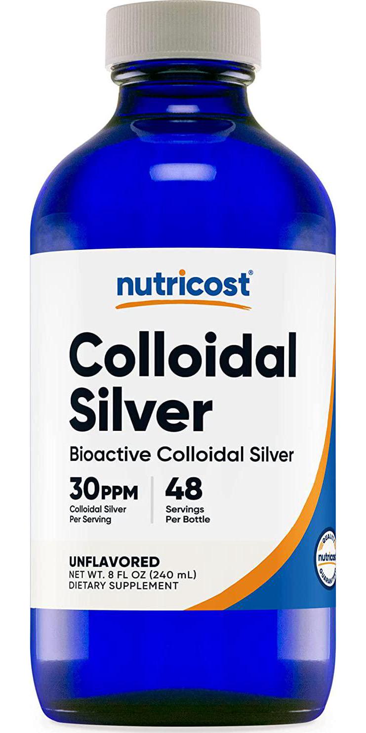 Nutricost Colloidal Silver 8oz 30PPM - Cobalt Blue Glass Bottles, Bio-Active Colloidal Silver