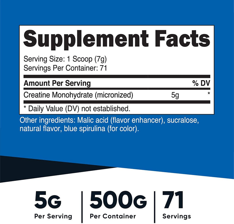 Nutricost Creatine Monohydrate 500 Gram Blue Raspberry