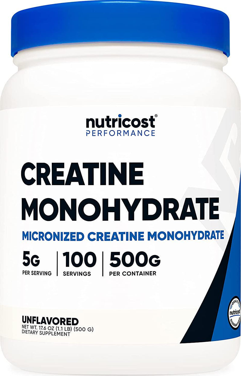 Nutricost Creatine Monohydrate Micronized Powder 500G, 5000mg Per Serv (5g) - Micronized Creatine Monohydrate, 100 Servings