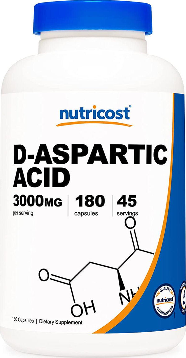 Nutricost D-Aspartic Acid (DAA) Capsules 3000mg Per Serving (180 Capsules) - Non-GMO