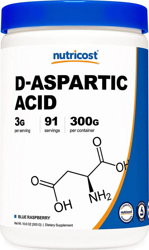 Nutricost D-Aspartic Acid (DAA) Powder 300G (Blue Raspberry) - Flavored D-Aspartic Acid Powder Supplement