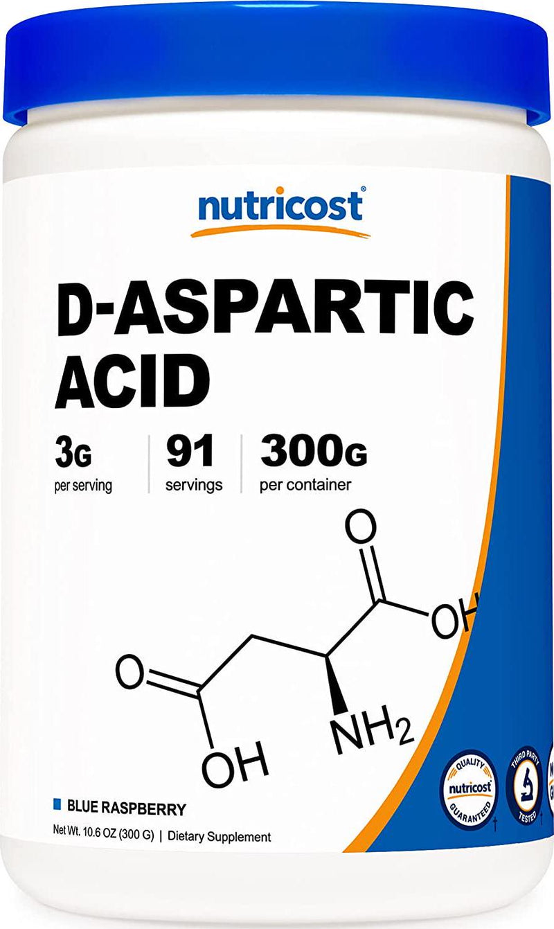 Nutricost D-Aspartic Acid (DAA) Powder 300G (Blue Raspberry) - Flavored D-Aspartic Acid Powder Supplement