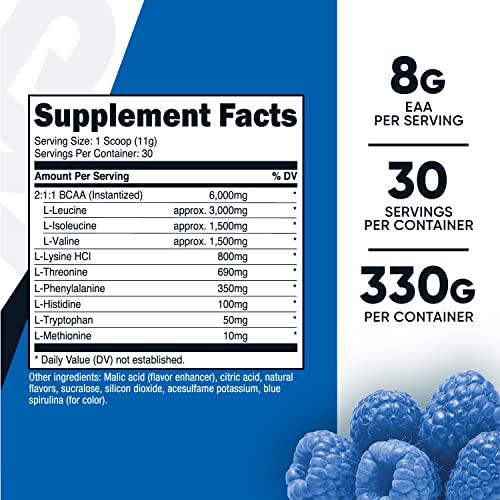 Nutricost EAA Powder 30 Servings (Blue Raspberry) - Essential Amino Acids - Non-GMO, Gluten Free, Vegetarian Friendly