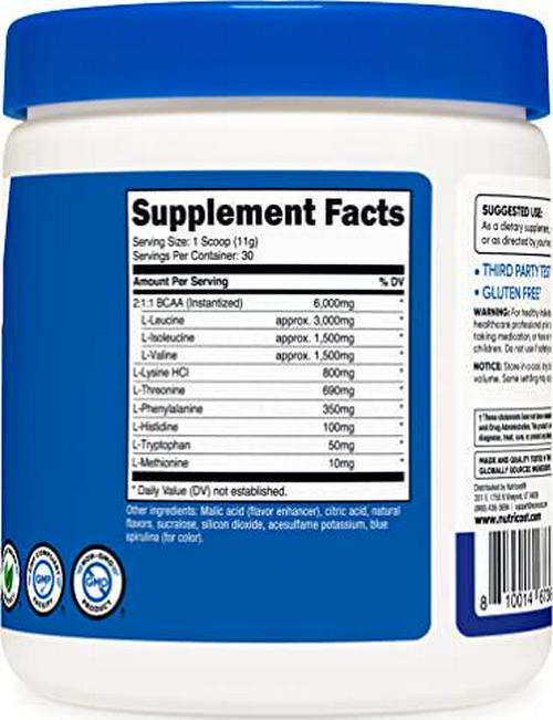 Nutricost EAA Powder 30 Servings (Blue Raspberry) - Essential Amino Acids - Non-GMO, Gluten Free, Vegetarian Friendly