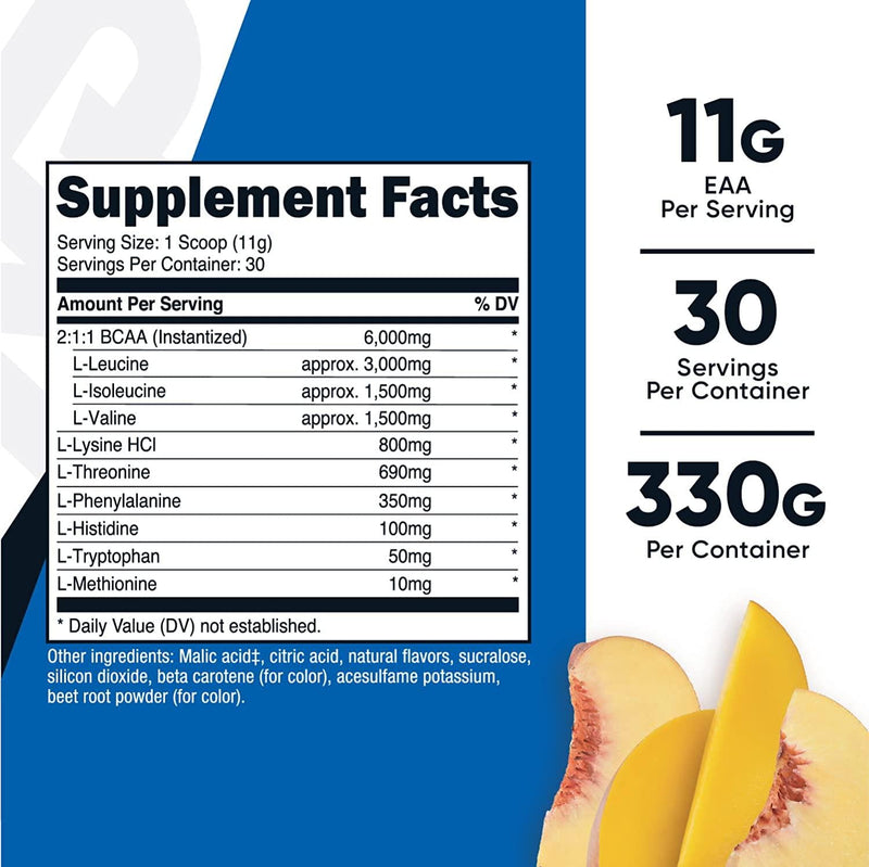 Nutricost EAA Powder 30 Servings (Peach Mango) - Essential Amino Acids - Non-GMO, Gluten Free, Vegetarian Friendly