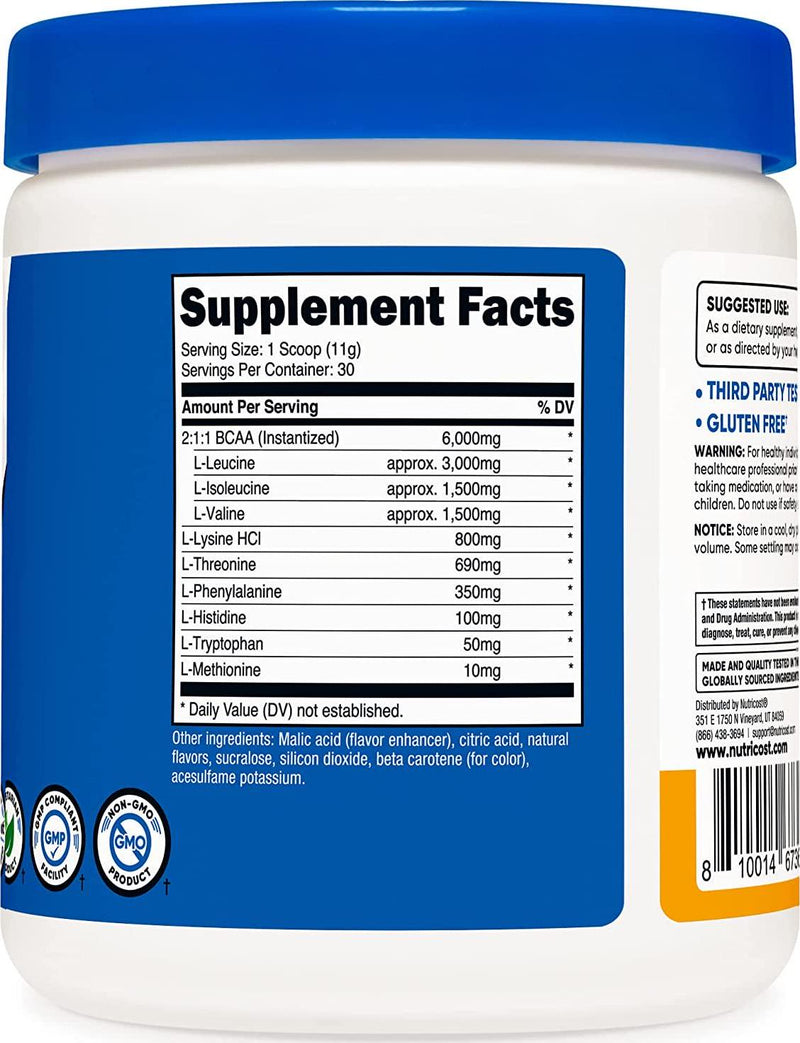 Nutricost EAA Powder 30 Servings - Passion Fruit, Orange, and Guava (POG) - Essential Amino Acids - Non-GMO, Gluten Free, Vegetarian Friendly