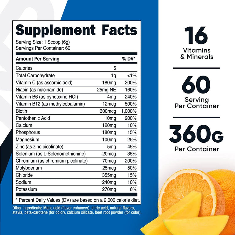 Nutricost Electrolyte Powder Complex, Orange Mango, 60 Servings