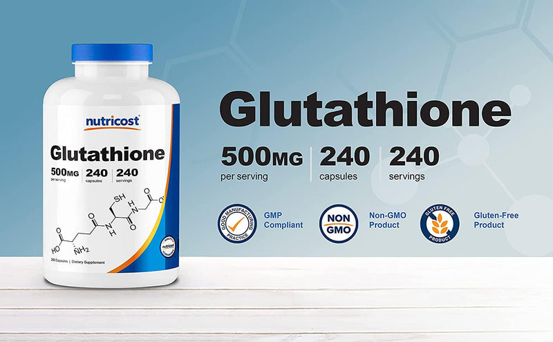 Nutricost Glutathione Capsules 500mg, 240 Capsules - Gluten Free, Non-GMO