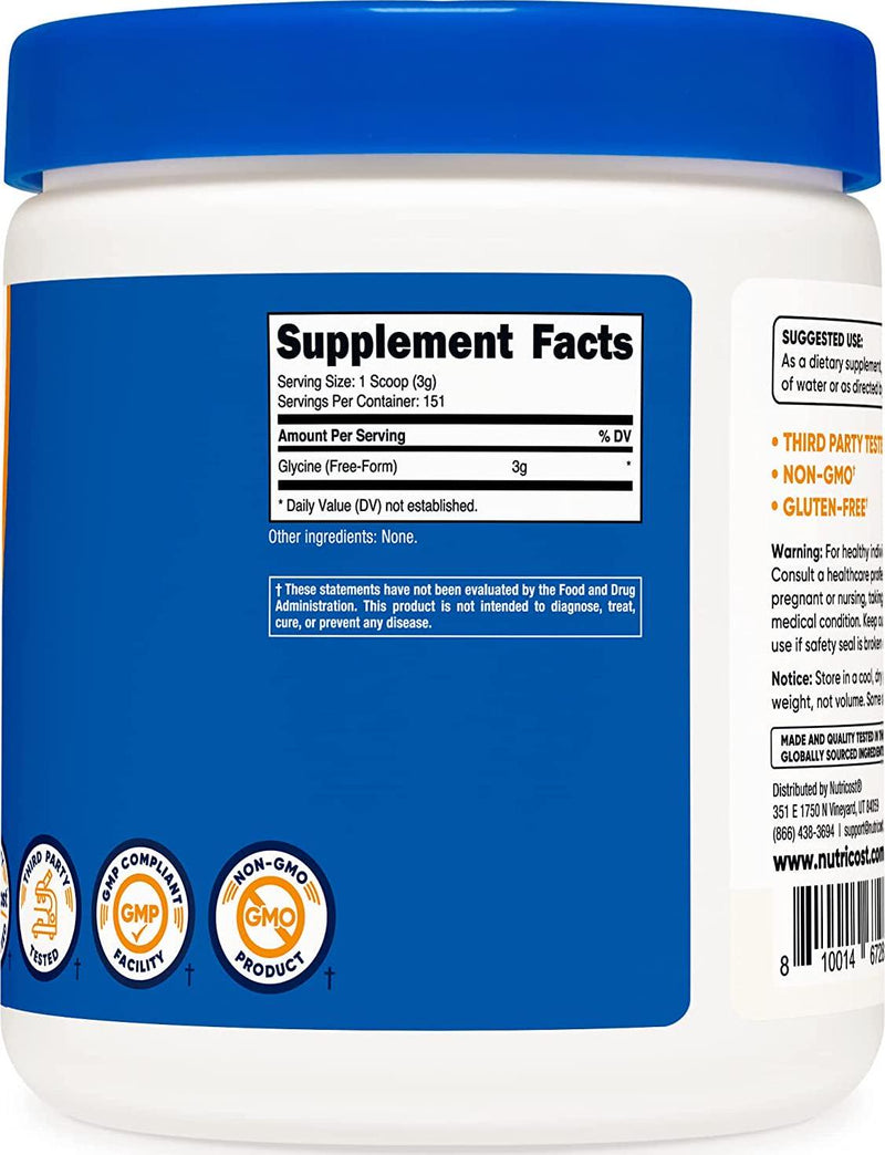 Nutricost Glycine Powder 1lb - Non-GMO, Gluten Free